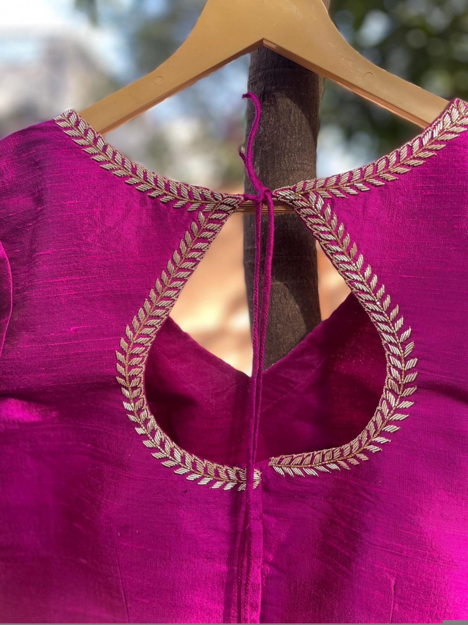 pure silk hand embroidery blouse /pink saree maggam blouse/magenta pink zardosi blouse/ hand embroidered blouse/pink ready made blouse usa