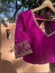 pure silk hand embroidery blouse /pink saree maggam blouse/magenta pink zardosi blouse/ hand embroidered blouse/pink ready made blouse usa