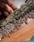 Hand Embroidered Zardosi Silk Blouse: Green Maggam Work, V-Neck,green maggam blouse,mix and match blouse,plus size blouse,green blouse usa