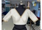 pure silk hand embroidery blouse/cream saree maggam blouse/raw silk zardosi blouse/hand embroidered blouse/cream ready made blouse zardosi
