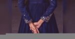 Hand embroidered Anarkali with scallop dupatta/navy blue anarkali suit/georgette anarkali dupatta USA/Indian dresses/anarkali dupatta set u