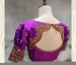 Purple hand embroidery blouse/purple maggam blouse/puff sleeve zardosi blouse/hand embroidered blouse/ready made blouse zardosi/blue blouse