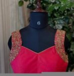 Pure Silk Hand Embroidered Saree Blouse: Pink Zardosi Maggam Work, pink sleeveless blouse,pink mix and match blouse,plus size blouse usa