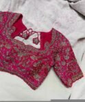 pure silk hand embroidery bridal blouse/maggam blouse/pink bridal work blouse/pink hand embroidered blouse/heavy embroidery wedding blouse