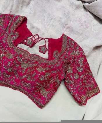 pure silk hand embroidery bridal blouse/maggam blouse/pink bridal work blouse/pink hand embroidered blouse/heavy embroidery wedding blouse