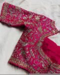 pure silk hand embroidery bridal blouse/maggam blouse/pink bridal work blouse/pink hand embroidered blouse/heavy embroidery wedding blouse