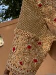 Hand Embroidered Zardosi Silk Blouse: Golden Beige Bridal Top,tissue blouse,golden Maggam blouse,gold blouse,plus size blouse,mix and match