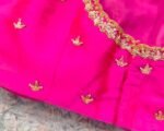 pure silk hand embroidery blouse/saree maggam blouse/hot pink zardosi blouse/hand embroidered blouse /magenta pink ready made blouse zardosi