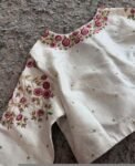 pure silk hand embroidery blouse /cream maggam blouse /raw silk zardosi blouse / multicolor chand embroidered blouse/ready handwork blouse
