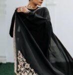 Pure silk cocktailsaree/black sari with hand embroidery/satin silk saree with designer blouse /black saree,party saree,full sleeve blouse us