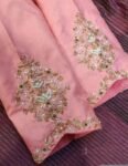 pure silk hand embroidery blouse/peach maggam blouse/peach hand embroidered blouse/peach ready made blouse zardosi/peach orange blouse usa