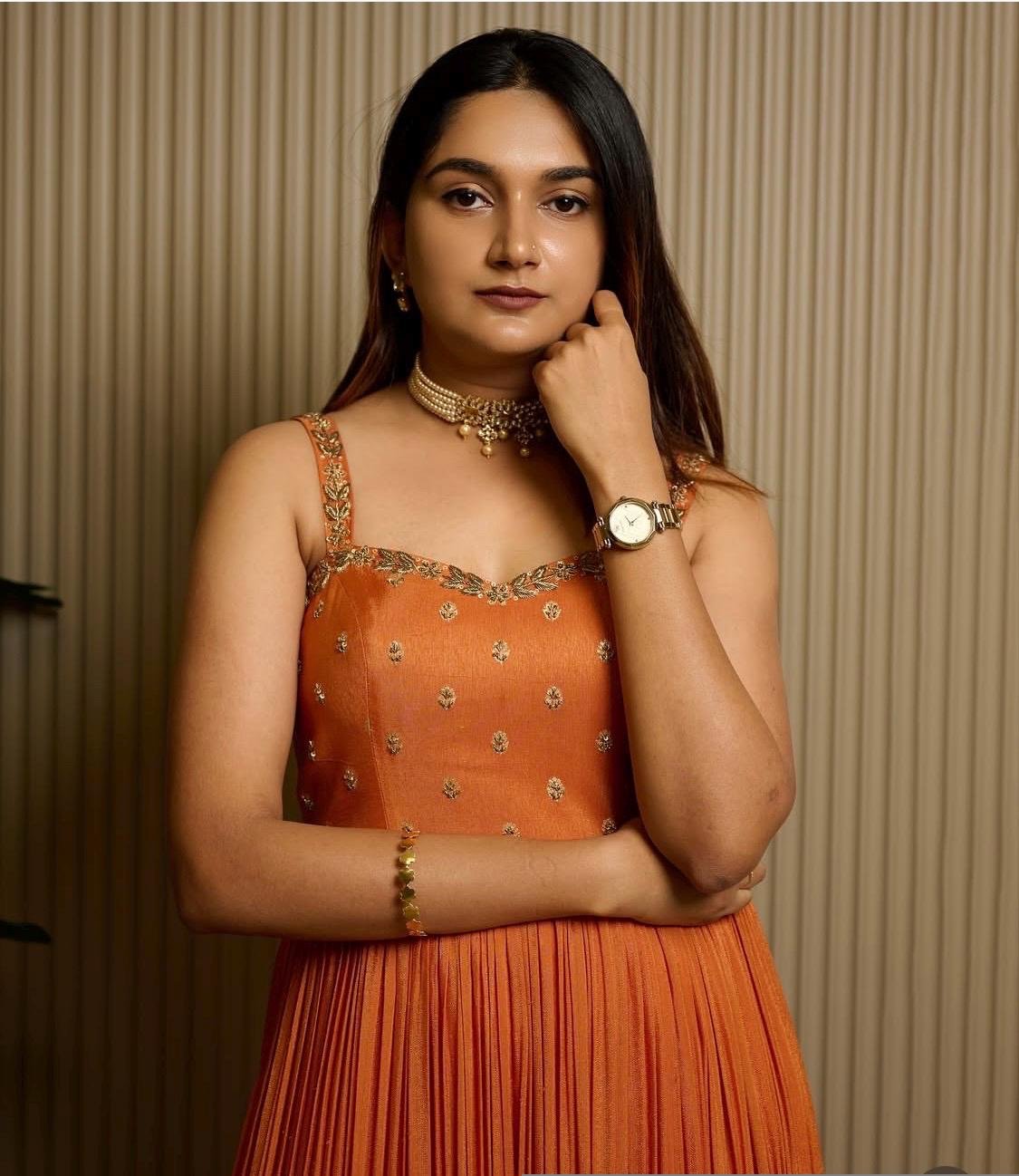 Orange Anarkali suit usa/anarkali kurta short sleeve/orange anarkali/hand embroidered dress anarkali/Indian dresses/simple anarkali kurta