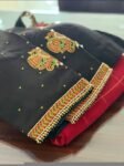 pure silk hand embroidery blouse/black maggam blouse/raw silk kundan blouse/hand embroidered blouse/ready made blouse zardosi/mix and match