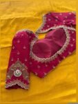 Hand Embroidered Zardosi Silk Blouse/Maroon Red Maggam Saree Blouse/red kundan blouse/burgundy blouse,kundan work blouse,mix and match blous