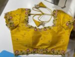 pure silk hand embroidery blouse/saree maggam blouse/yellow zardosi blouse/hand embroidered blouse /mustard yellow ready made blouse zardosi
