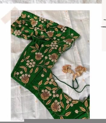 pure silk heavy hand embroidery blouse /bridal green maggam blouse/green zardosi blouse/hand embroidered blouse/green wedding ready blouse