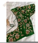 pure silk heavy hand embroidery blouse /bridal green maggam blouse/green zardosi blouse/hand embroidered blouse/green wedding ready blouse