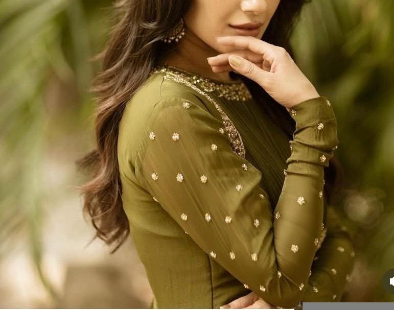 Green Anarkali suit usa/anarkali kurta full sleeve/ green full sleeve anarkali/full sleeve dress anarkali/Indian dresses/mehendi anarkali