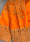 Hand Embroidered Zardosi Silk Blouse: Orange Saree Top,orange hand work blouse,mix and match blouse,plus size blouse,orange saree blouse usa