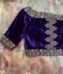 Purple Velvet Saree Blouse: Hand Embroidered Zardosi Maggam,purple maggam blouse,mix and match saree blouse,plus size blouse,pure velvet