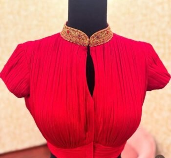 pure silk hand embroidery blouse / saree maggam pink blouse /high collar/ hand embroidered blouse / ready made blouse zardosi/voggish
