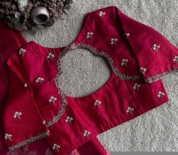 Hand Embroidered Red Silk Saree Blouse: Zardosi Maggam Work,red maggam blouse,red handwork blouse,dark red blouse,mix and match blouse