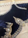 Black Velvet Saree Blouse: Hand Embroidered Zardosi Maggam Work,blue velvet blouse,mix and match blouse,plus size blouse,black blouse,velvet