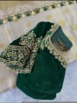 pure velvet hand embroidery blouse/modern saree maggam blouse/green zardosi blouse/ hand embroidered blouse/green velvet ready made blouse