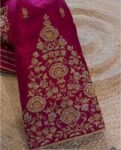 Pink Raw Silk Zardosi Blouse: Hand Embroidered Maggam Work,mix and match blouse,pink handwork blouse,plus-size blouse,magenta pink blouse