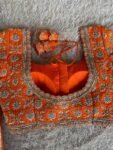 Orange Raw Silk Saree Blouse: Hand Embroidered Zardosi Maggam,orange saree blouse,mix and match blouse, orange Maggam blouse,wedding blouse