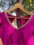 pure silk hand embroidery blouse /pink saree maggam blouse/magenta pink zardosi blouse/ hand embroidered blouse/pink ready made blouse usa
