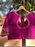pure silk hand embroidery blouse /pink saree maggam blouse/magenta pink zardosi blouse/ hand embroidered blouse/pink ready made blouse usa