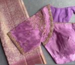 Lavender Hand Embroidered Silk Blouse: Zardosi Maggam Work,lavender blouse,mix and match blouse,plus size blouse,lavender hand work blouse