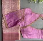 Lavender Hand Embroidered Silk Blouse: Zardosi Maggam Work,lavender blouse,mix and match blouse,plus size blouse,lavender hand work blouse