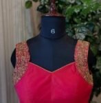 Pure Silk Hand Embroidered Saree Blouse: Pink Zardosi Maggam Work, pink sleeveless blouse,pink mix and match blouse,plus size blouse usa