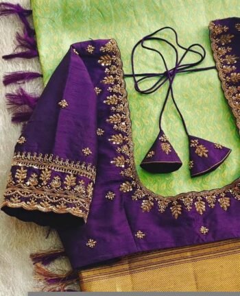 pure silk hand embroidery blouse/ saree maggam blouse/purple zardosi blouse hand embroidered moderblouse/ ready made blouse zardosi