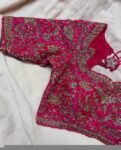 pure silk hand embroidery bridal blouse/maggam blouse/pink bridal work blouse/pink hand embroidered blouse/heavy embroidery wedding blouse