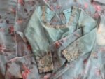 Green tissue silk saree with hand embroidered blouse/pista green saree with hand work blouse|floral sarees / floral silk saree with blouse