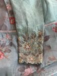 Green tissue silk saree with hand embroidered blouse/pista green saree with hand work blouse|floral sarees / floral silk saree with blouse