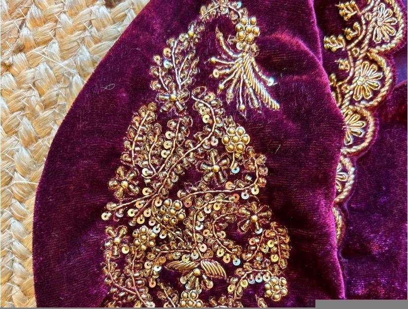 Pink hand embroidery blouse/velvet saree maggam blouse/velvet zardosi blouse/pink hand embroidered blouse/heavy maggam full sleeve blouse us