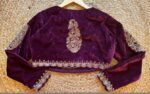 Pink hand embroidery blouse/velvet saree maggam blouse/velvet zardosi blouse/pink hand embroidered blouse/heavy maggam full sleeve blouse us