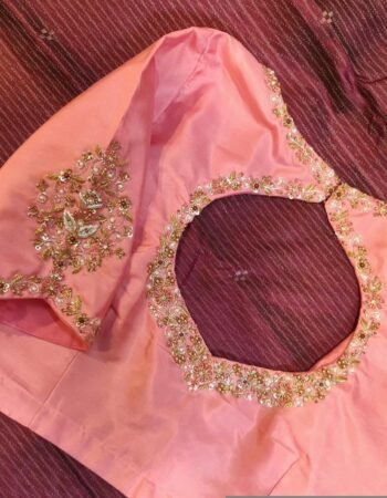 pure silk hand embroidery blouse/peach maggam blouse/peach hand embroidered blouse/peach ready made blouse zardosi/peach orange blouse