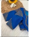 Blue Silk Hand Embroidered Blouse: Zardosi Maggam Work,turquoise blue blouse,mix and match blouse,plus size Blouse,blue maggam blouse USA