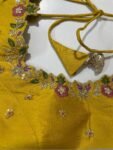 pure silk hand embroidery blouse/saree maggam blouse/yellow zardosi blouse/hand embroidered blouse /mustard yellow ready made blouse zardosi