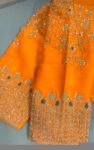 Hand Embroidered Zardosi Silk Blouse: Orange Saree Top,orange hand work blouse,mix and match blouse,plus size blouse,orange saree blouse usa
