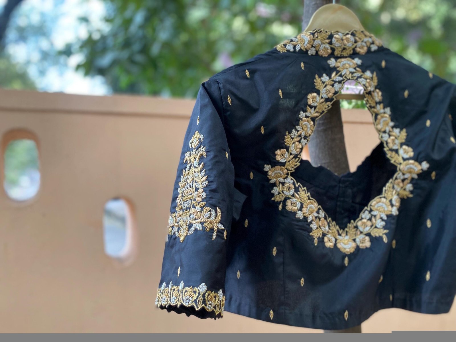 pure silk hand embroidery blouse/ saree maggam blouse/black zardosi blouse /hand embroidered moderblouse/black ready made blouse zardosi usa