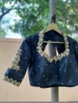 pure silk hand embroidery blouse/ saree maggam blouse/black zardosi blouse /hand embroidered moderblouse/black ready made blouse zardosi usa