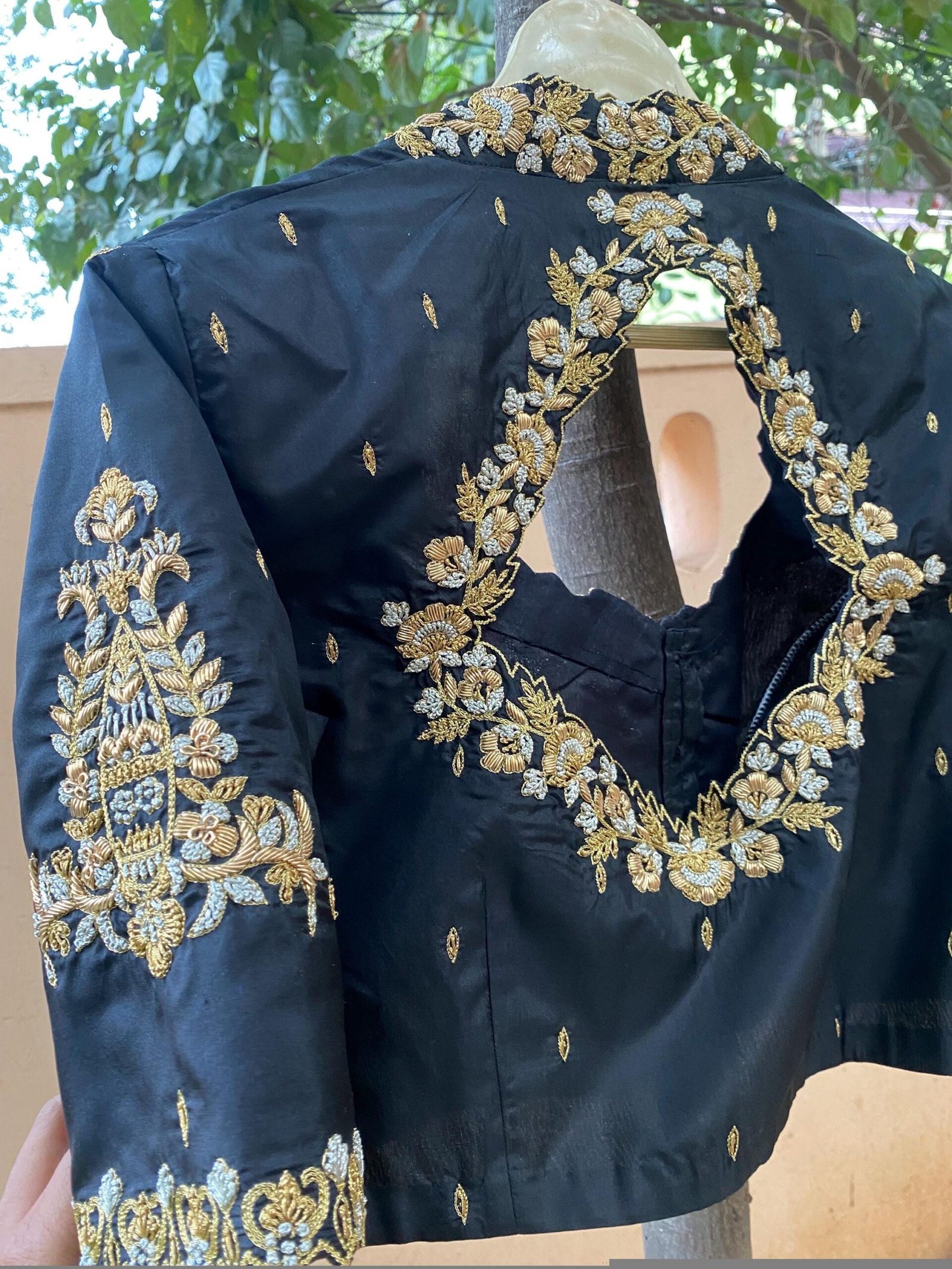 pure silk hand embroidery blouse/ saree maggam blouse/black zardosi blouse /hand embroidered moderblouse/black ready made blouse zardosi usa