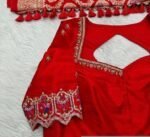 Hand Embroidered Pure Silk Bridal Blouse: Red Zardosi Maggam Work,red handwork blouse,mix and match blouse,plus size blouse,wedding blouse