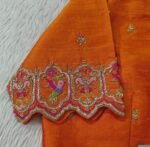 Orange silk hand embroidery blouse/orange saree maggam blouse/orange saree blouse/simplehand embroidered blouse/orange ready made blouse zar